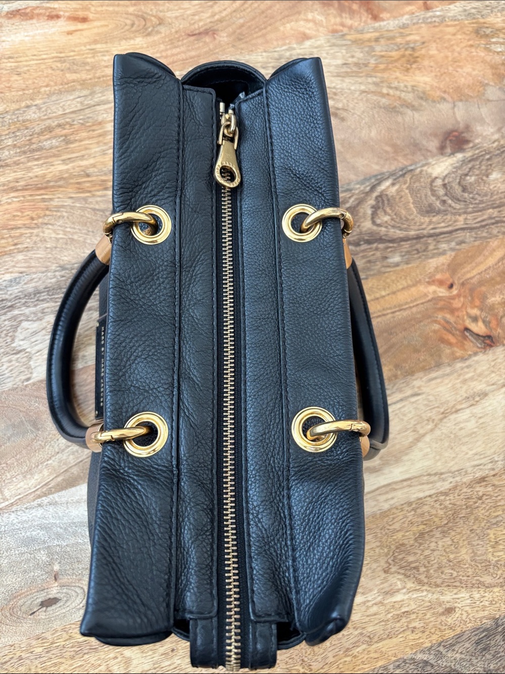 Marc by Marc Jacobs Black Leather Satchel with Gold Hardware - Picture 3 of 5